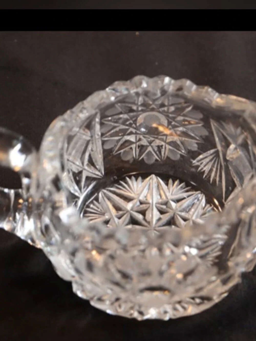 Antique Hobstar Beautiful Cut Glass Creamer & Sugar Bowl Set 2 ¼“ Tall